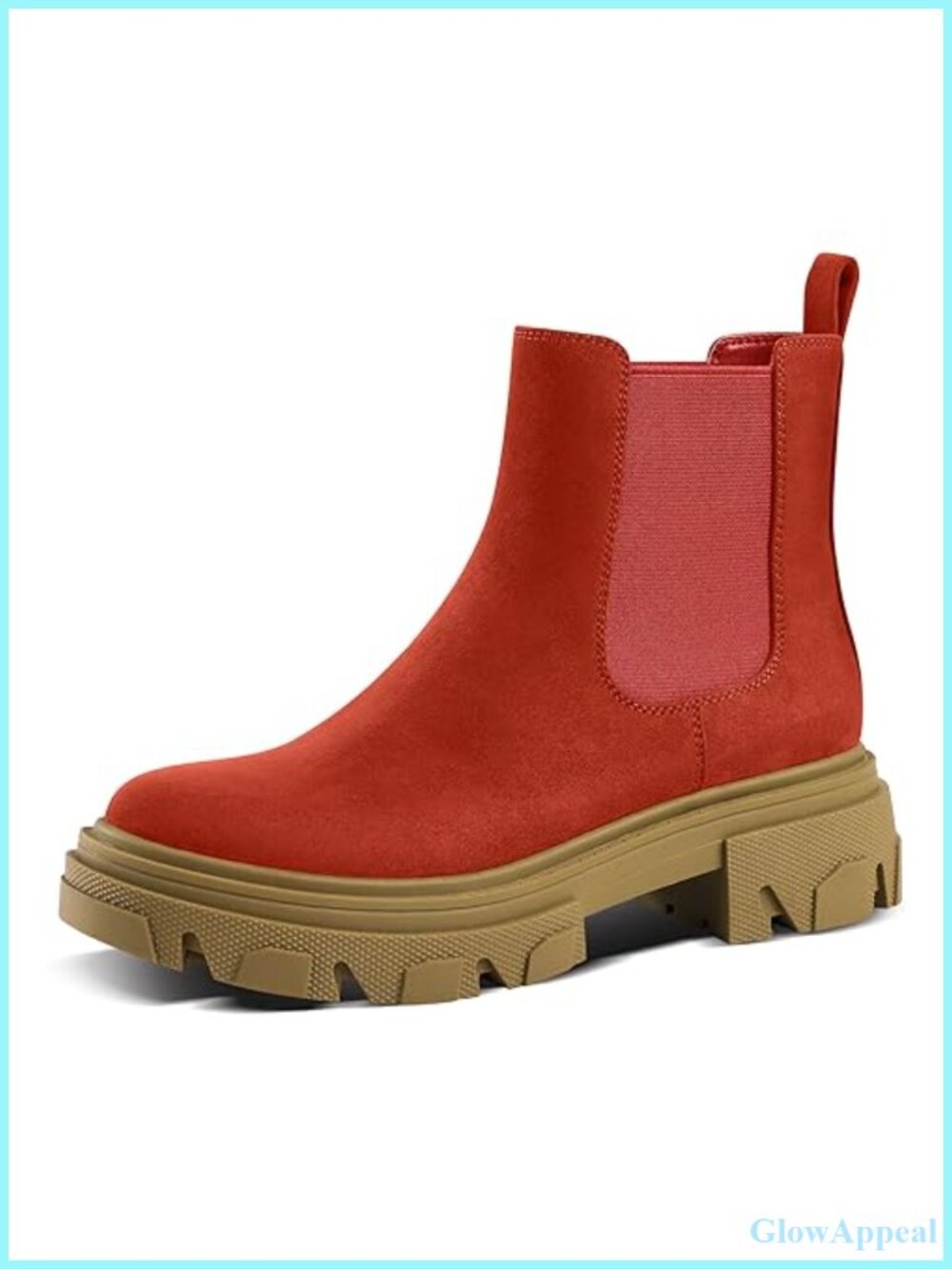 Womens Platform Chelsea Ankle Boots Suede Chunky Lug Sole Slip On Booties